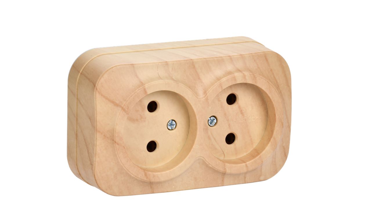 Розетка 2-м ОП GLORY РС22-2-ХС 10А без заземл. сосна IEK ERH20-K34-10 (24)