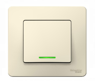 Выключатель Молочный Скрытой установки 1 клав с подсветкой  BLANCA Schneider (10)