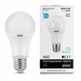 Лампа светодиодная 20Вт 4100К Е27   Шар матовый Gauss Elementary(10/50)
