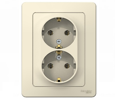 Розетка Молочная 2-местная без шторок с заземлением СП16А  BLANCA (6)