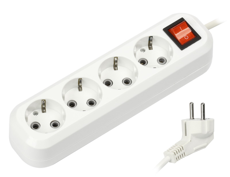 Удлинитель 4 гнезда 3 метра 16А/3,5кВт с выкл. и заземлением ПВС 3х1,0 Smartbuy (35)