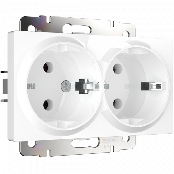 Розетка Белый Скрытой установки 2-х мест С заземлением W1172001 Werkel (10)