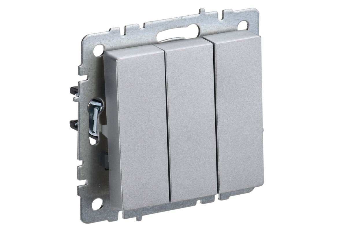 Алюминий выключатель трехклавишный 10А ВС10-3-0-БрА