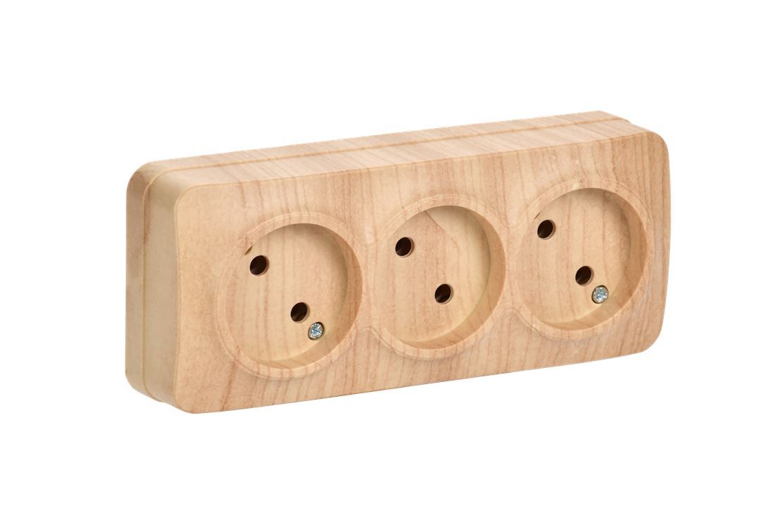 Розетка 3-м ОП GLORY РС23-2-ХС 10А без заземл. сосна IEK ERH30-K34-10 (24)