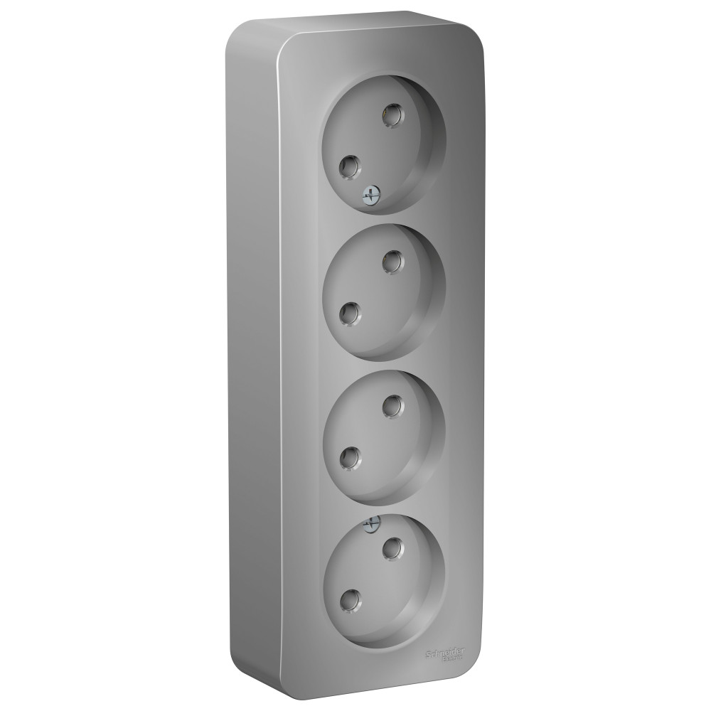 Алюминий розетка 4-м 16А IP20 250В без заземл. без защ. шторок с изолир. пластиной SE BLNRA000413(5)