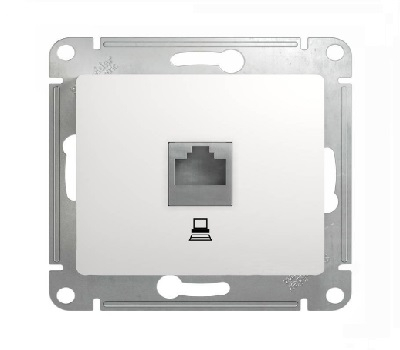 Розетка Белая 1-местная  комп СП RJ45  Glossa (10)