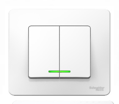 Выключатель Белый Скрытой установки 2-х клав С подсветкой  BLANCA Schneider (10)