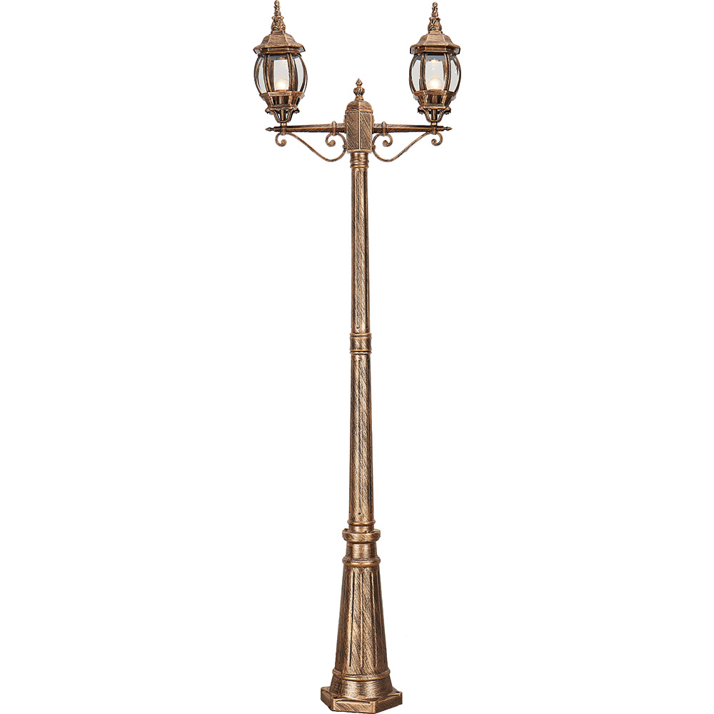 Светильник садово-парковый, 2*100W 230V E27 черное золото, 8114/PL8114