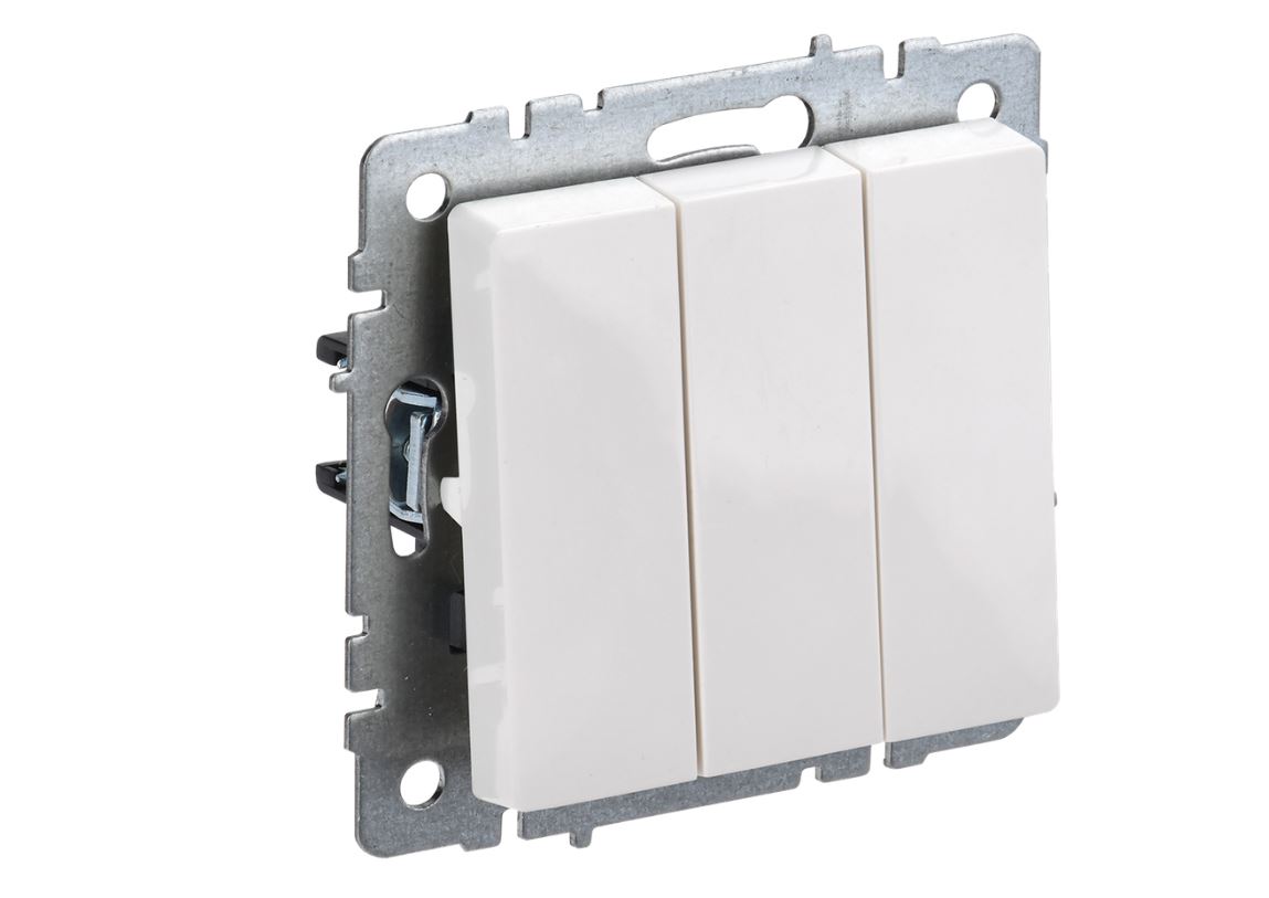 Выключатель трехклавишный 10А ВС 10-3-0-БрБ белый BRITE (10)