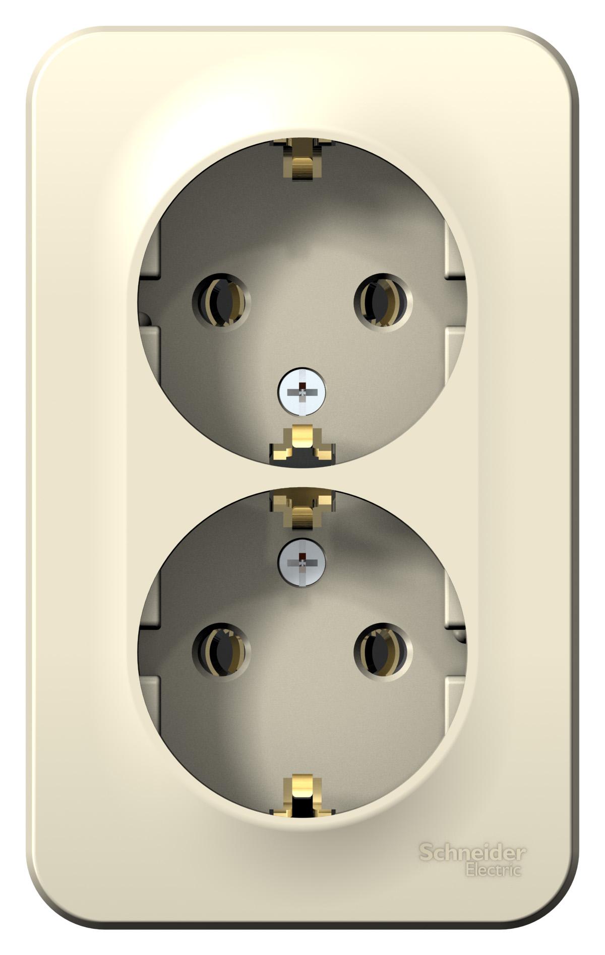 Молочный розетка 2-х местная ОУ с заземлением  BLANCA Schneider (8)