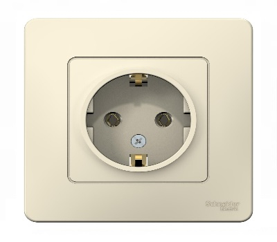 Розетка Молочная 1-местная без шторок с заземлением СП16А  BLANCA (10)
