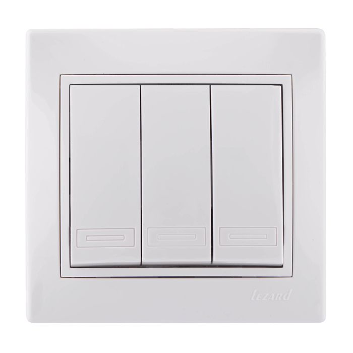 Выключатель Белый Скрытой установки 3-х клавишный Lezard (10)