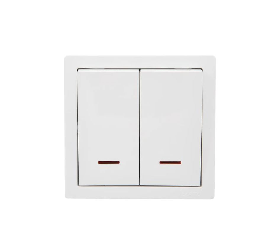 Выключатель двойной с подсветкой LETO (10шт/120шт) 