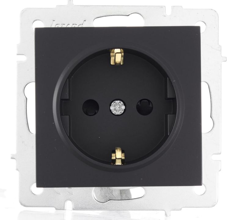 Чёрный бархат розетка с защитой от детей керамика VESNA(10)