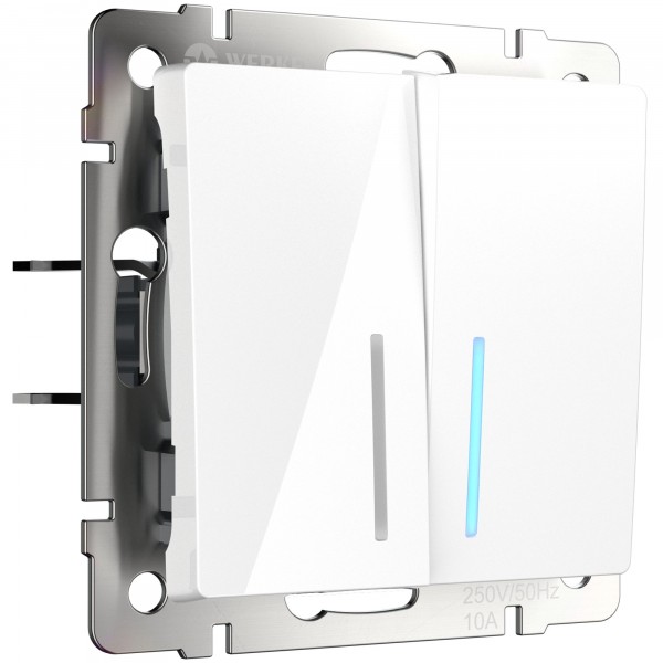 Выключатель Белый Скрытой установки 2-х клавишный С подсветкой Werkel W1120101 (10)