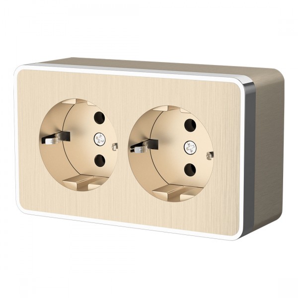 Розетка Шампань рифленый Открытой установки 2-х мест С заземлением  Gallant Werkel W5072110 (5)