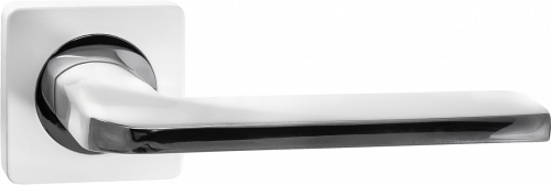 Ручка дверная РЕНЦ 02 "Кераско", квадр накл, мат. супер белый/хром блестящий (20)