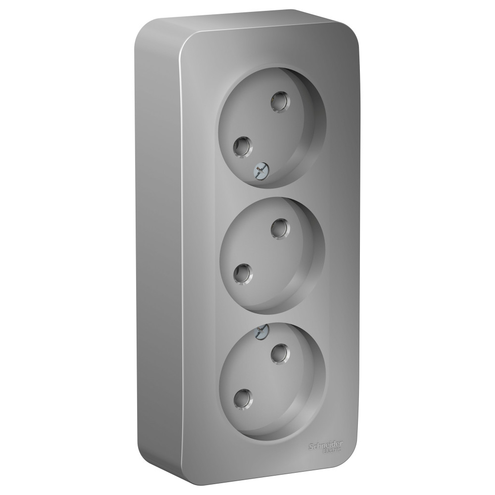 Алюминий розетка 3-м 16А IP20 250В без заземл. без защ. шторок с изолир. пластиной SE BLNRA000313(6)