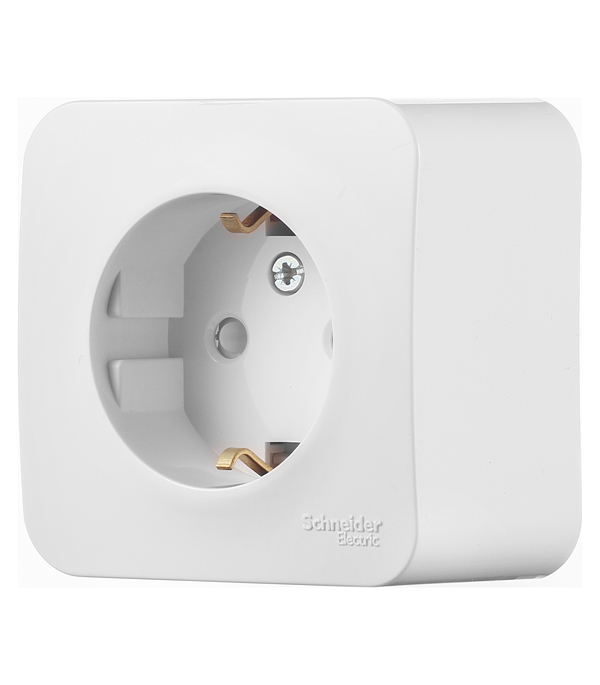 Белый розетка 1 местная открытой установки с заземлением  BLANCA Schneider (12)