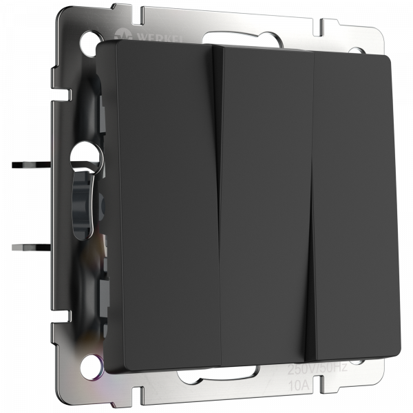 Выключатель Черный мат Скрытой установки 3-х клав Werkel 	W1130008 (10)