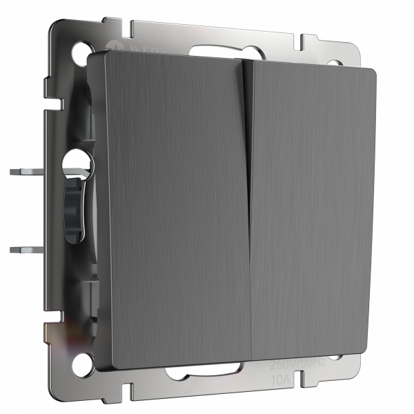 Выключатель Графит рифленый Скрытой установки 2-х клав Werkel W1120004 (10)