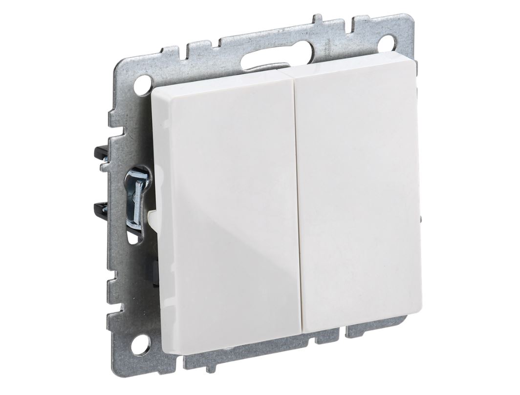 Выключатель двухклавишный 10А ВС 10-2-0-БрБ белый BRITE 