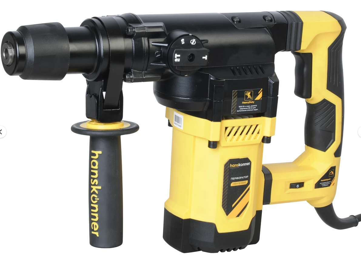 Перфоратор Hanskonner PLATINUM, 1800Вт, 36мм, 7Дж, 0-890об/мин, ВЕРТИКАЛ, 4м кабель, кейс