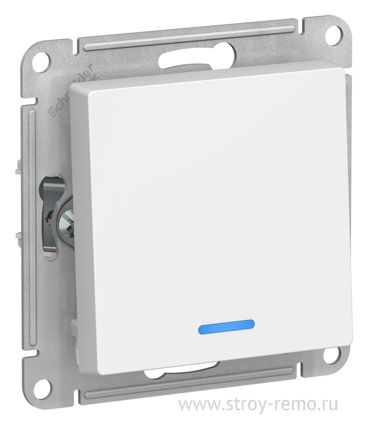 Белый выключатель 1 клав с Подсветкой ATLAS DESIGN (20)