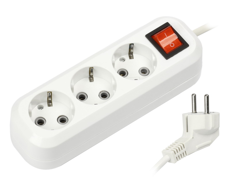 Удлинитель 3 гнезда 10 метров 16А 3,5кВт с выкл. и заземлением ПВС 3х1,0 Smartbuy (20)