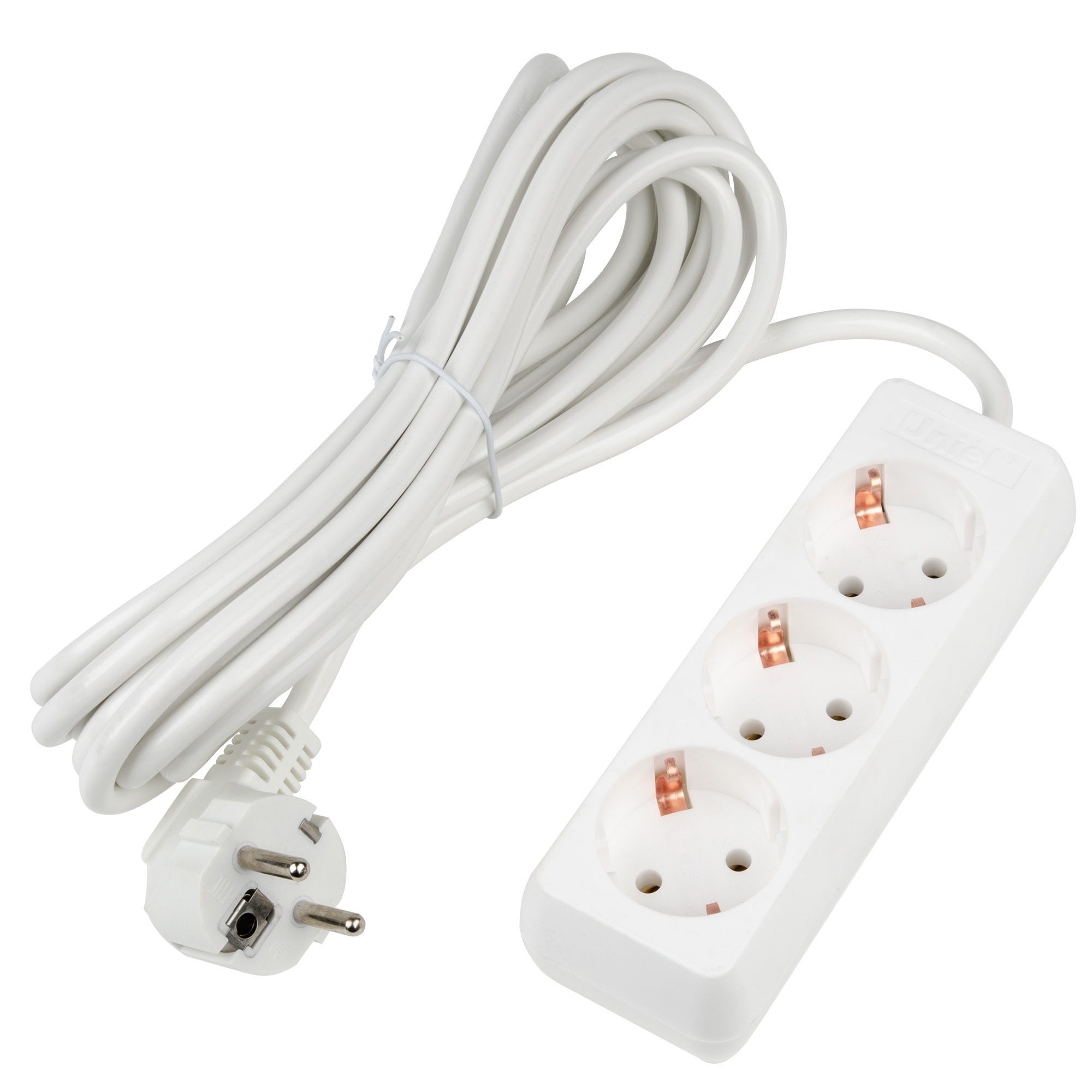 Удлинитель серии Ultra, шнур 5м., 3 гнезда, 16A, с/з. Белый. TM Uniel (10)