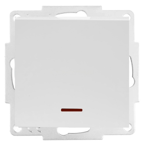 Матовое серебро выключатель 1 клав С подсветкой 742-4388-111 VESNA (10шт)