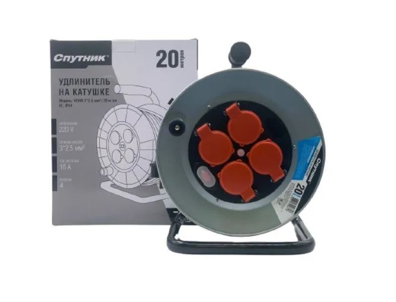 Удлинитель на катушке УСКМ 3*2.5 мм/20м з/к, КГ, IP44, Спутник (4)