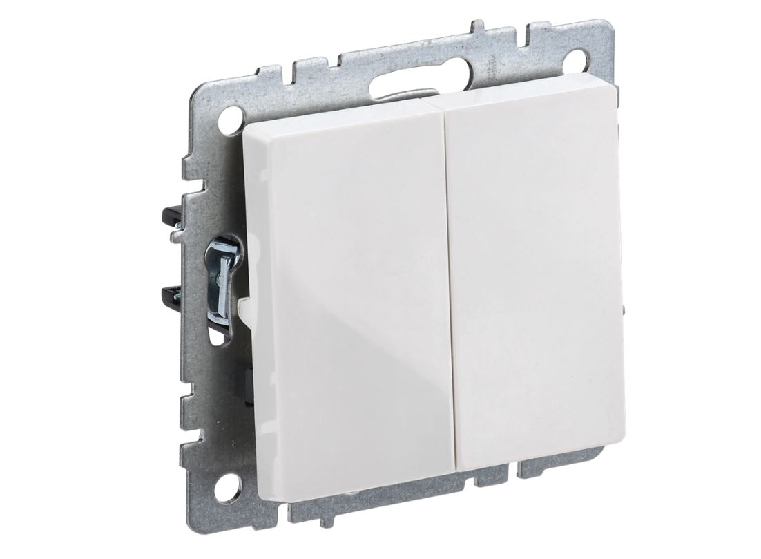 Выключатель двухклавишный проход ной 10А ВС10-2-6-БрБ белый BRITE 