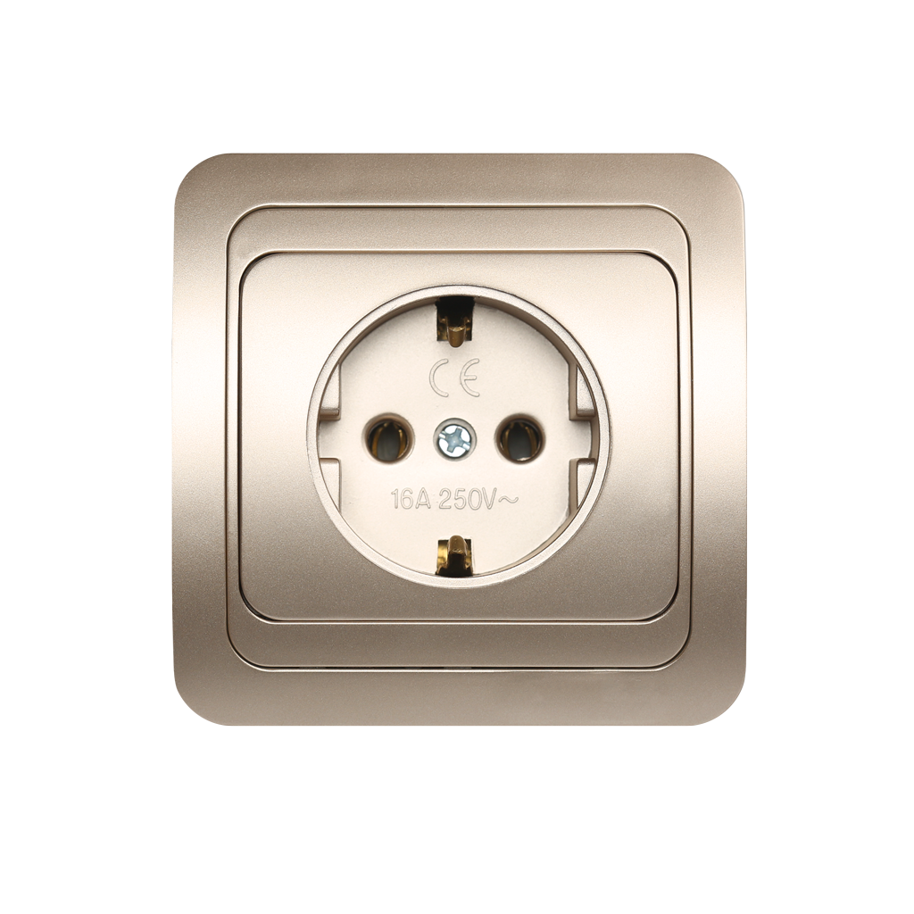 Розетка Шампань 1-местная с заземлением 16А "Марс" (10)