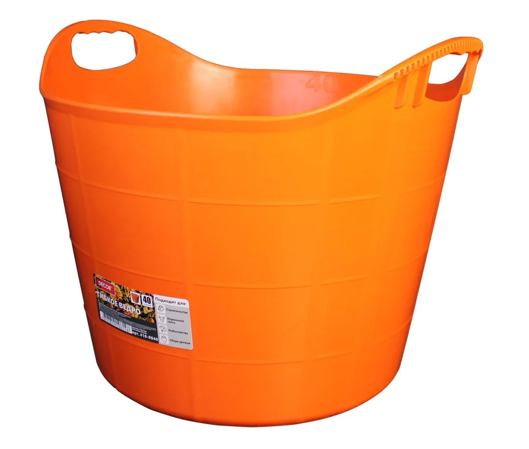 Ведро гибкое DЕCOR 40 л, сверхпрочное, оранж. (5шт/уп)