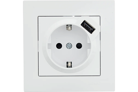 Белая розетка с/з TC+USB разъём VESNA (10шт/120шт)