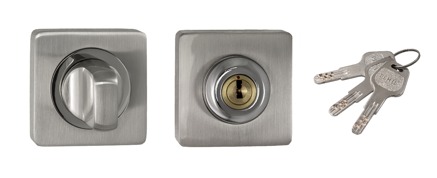 Завертка квадр. с ключом РЕНЦ 02 SN/NP, никель матовый/никель блестящий (50)