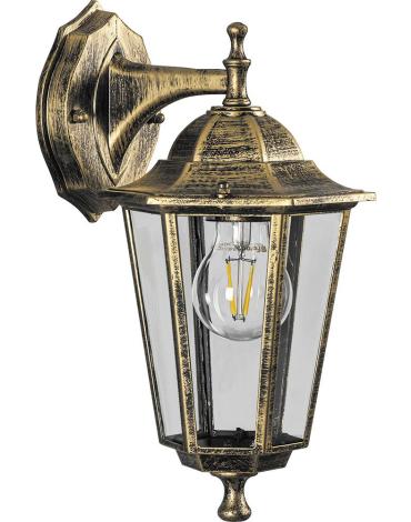 Светильник садово-парковый, 100W 230V E27 черное золото, 6202/PL6202 (на стену вниз)(_6_)