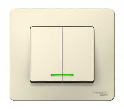 Выключатель Молочный Скрытой установки 2-х клав с подсветкой  BLANCA Schneider (10)