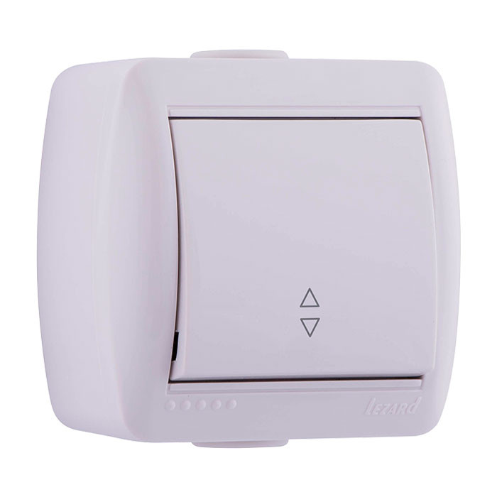 Выключатель Белый Открытой установки 1-клавишный Проходной Lezard (10)
