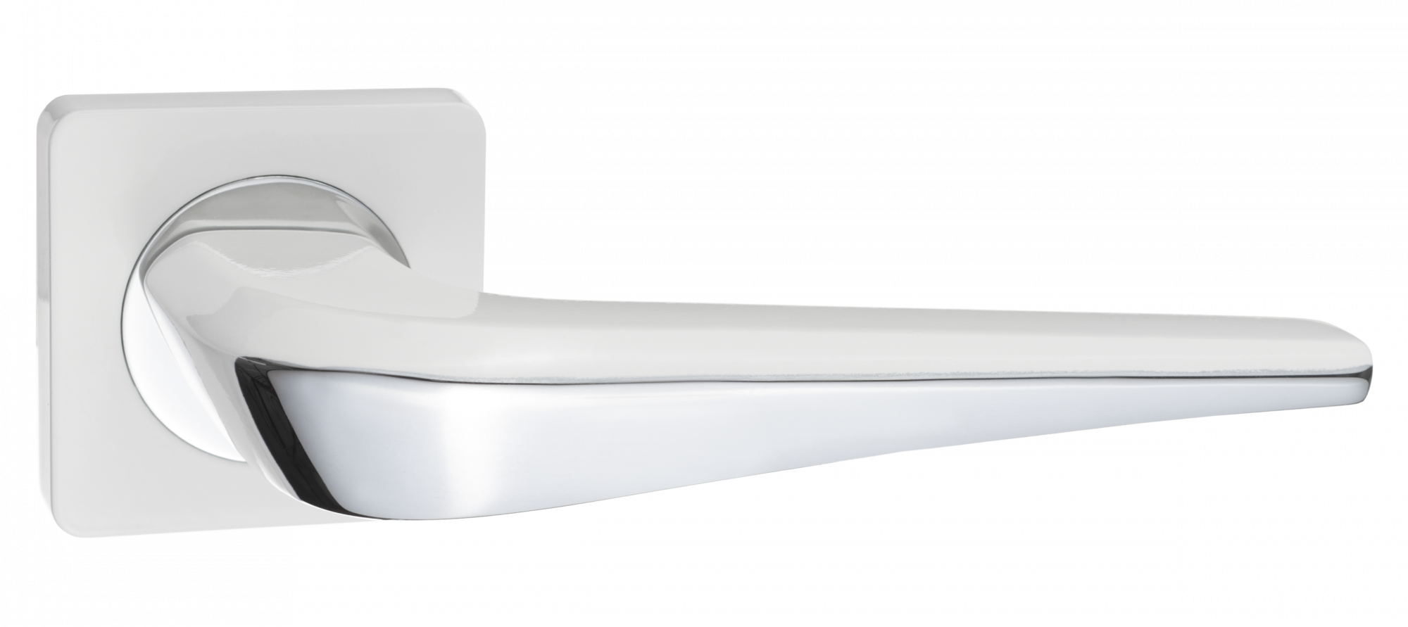 Ручка дверная РЕНЦ 02 "Фиоре", квадр накл, супер белый/хром блестящий (20)