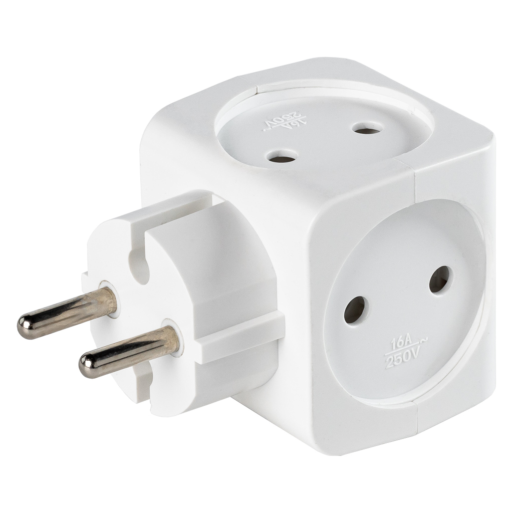 Разветвитель сетевой на 4 гнезда, без заземления 16А 250B, белый