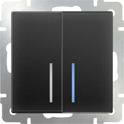 Выключатель Черный мат Скрытой установки 2-х клав С подсветкой Werkel W1120108 (10)