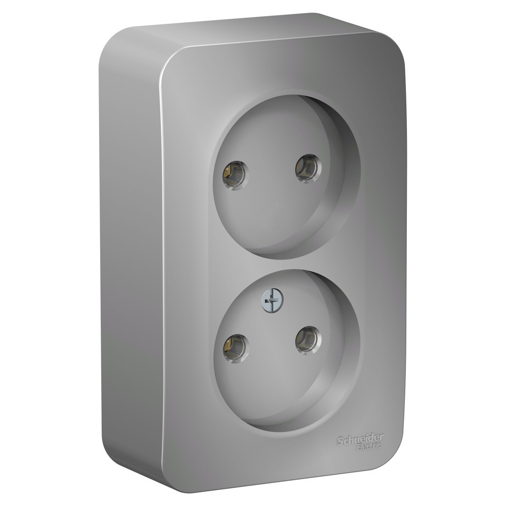 Алюминий Розетка 2-м ОП Blanca 16А IP20 250В без заземл. без защ. шторок SE BLNRA000203 (10)