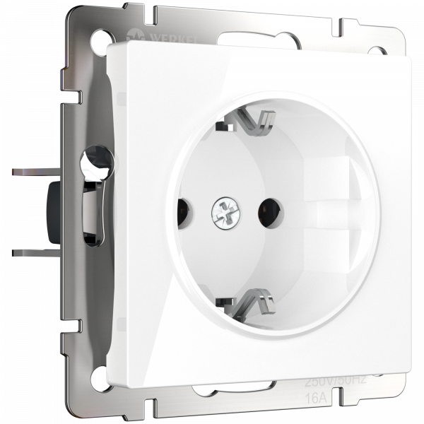 Розетка Белый Скрытой установки с защитными шторками 1 мест С заземлением  W1171101 (10)