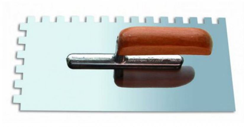 Кельма зубчатая"888" из нерж.стали с дер. руч.280*130мм(6*6) (12)