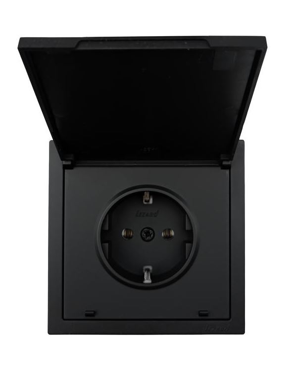 Розетка с/з с крышкой ПБТ черный бархат безвинтовой зажим/клемма ZIMA (10шт/120шт)