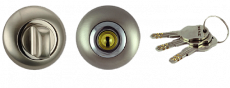 Завертка круг. с ключом РЕНЦ 08, никель матовый/никель блестящий (50)