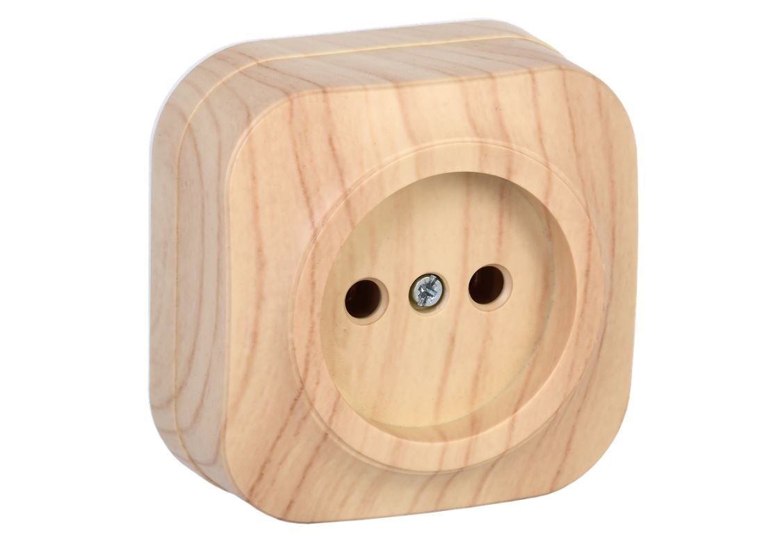 Розетка 1-м ОП GLORY РС20-2-ХС 10А без заземл. сосна IEK ERH10-K34-10 (36)