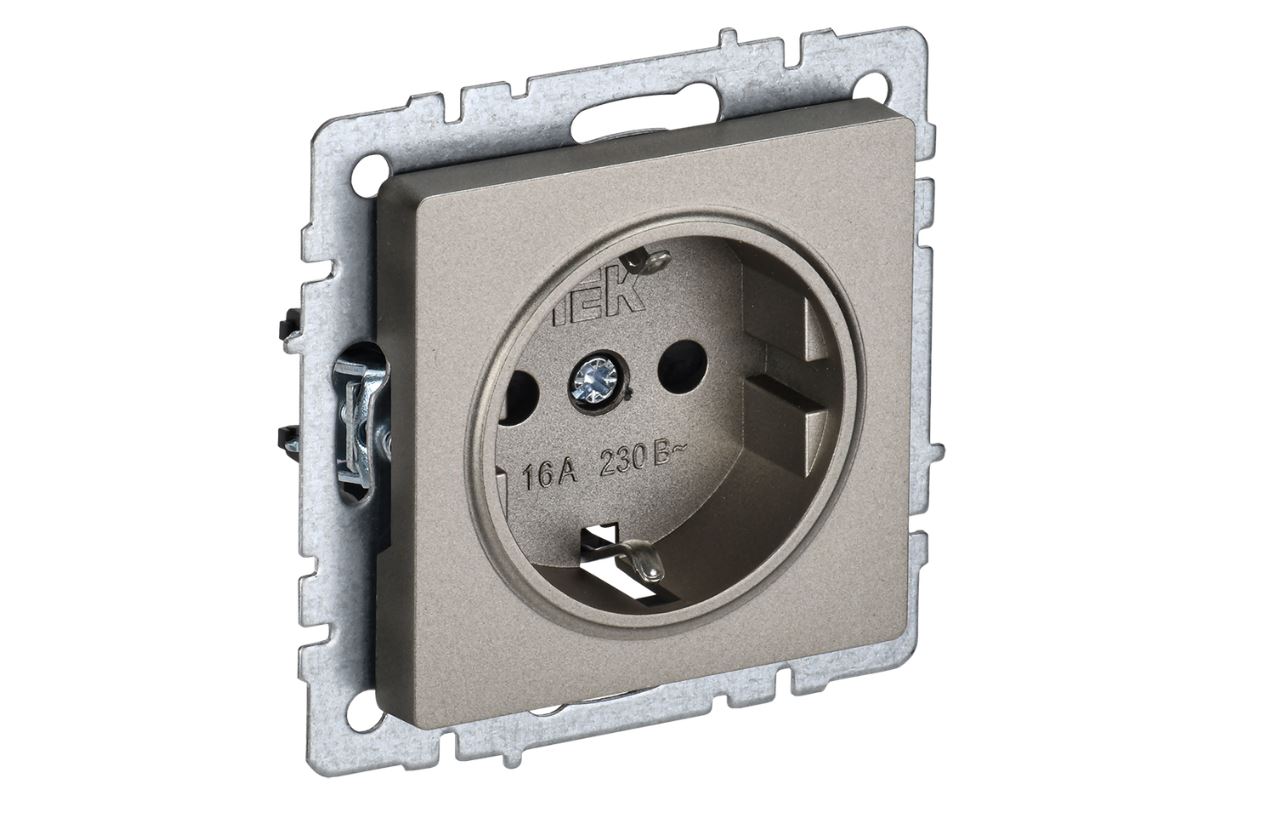 Шампань розетка с заземлением без защитных шторок 16А РС11-1-0-БрШ